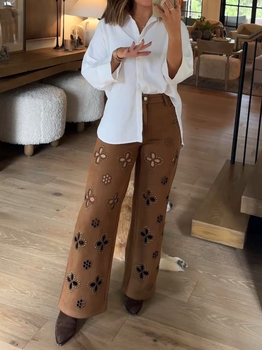 The Noli Shop Kaia Suede High Rise Jean - Picture 5 of 11